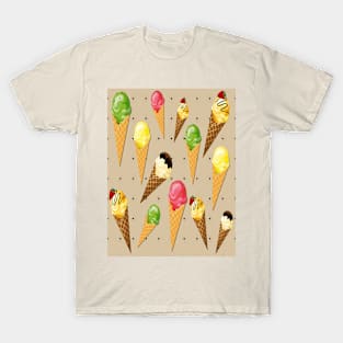 Ice cream cones heart-Beige T-Shirt